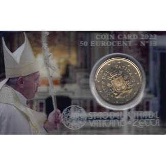 50 cent Vatican 2022 official coin card No. 13 (BU)