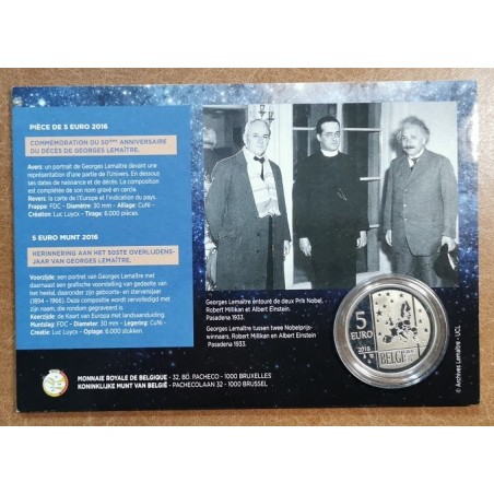 eurocoin eurocoins 5 Euro Belgium 2016 Georges Lemaitre (BU card)