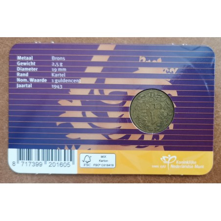 Euromince mince 1 cent Holandsko 1943 - edicia 2022 (XF)