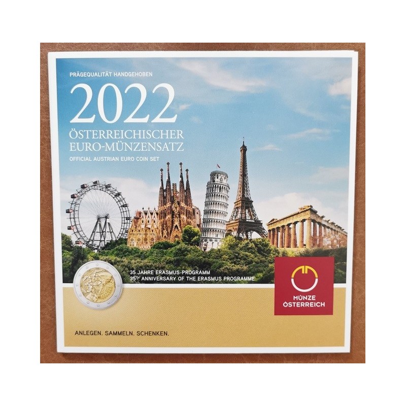 eurocoin eurocoins Austria 2022 set of coins Erasmus (BU)