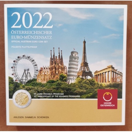 euroerme érme Ausztria 2022 forgalmi sor Erasmus (Proof)