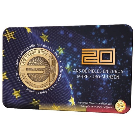 Euromince mince 2,5 Euro Belgicko 2022 - 20 rokov euromeny (BU / fr...