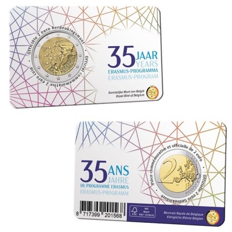 Euromince mince 2 Euro Belgicko 2022 - Erasmus program - 35. výroči...