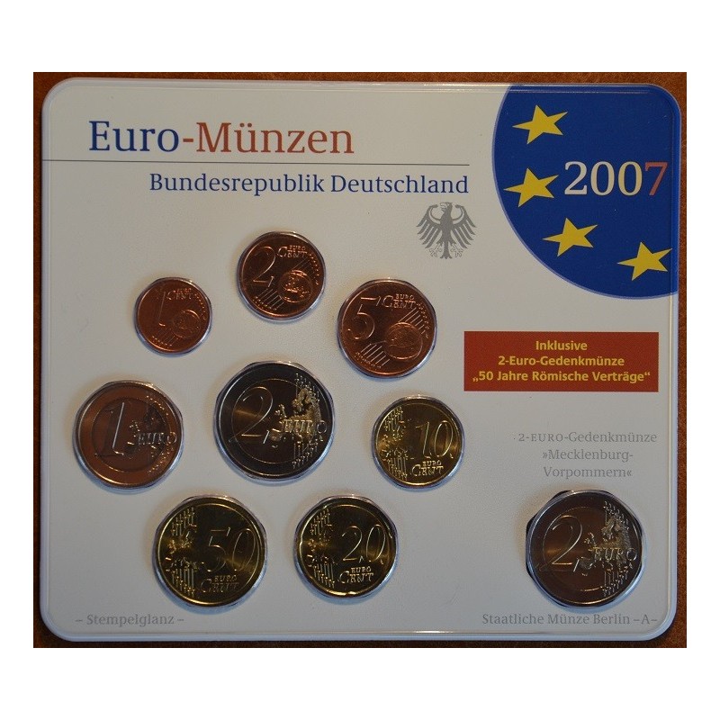 Euromince mince Nemecko 2007 \\"J\\" sada 9 euromincí (BU)