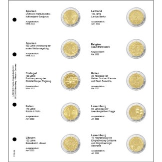euroerme érme Lindner gyűjtőlap 2 Euros érmékre (2022 március - júl...