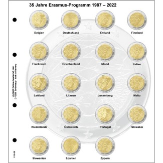 euroerme érme Lindner gyűjtőlap 2 Euros érmékre (35. oldal - Erazmus)