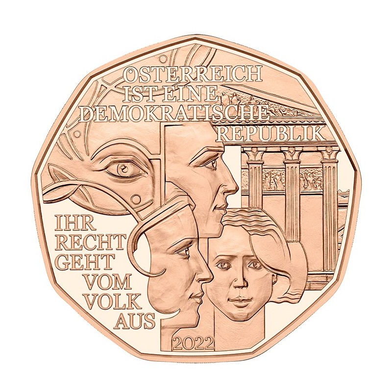 euroerme érme 5 Euro Ausztria 2022 - Demokrácia (UNC)