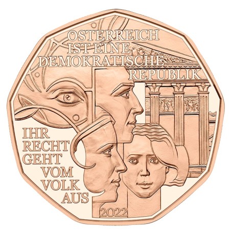 euroerme érme 5 Euro Ausztria 2022 - Demokrácia (UNC)