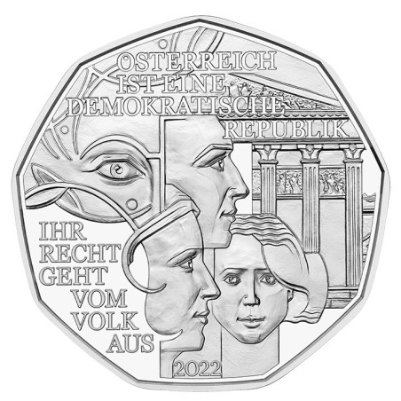 Euromince mince 5 Euro Rakúsko 2022 - Demokrácia (BU)