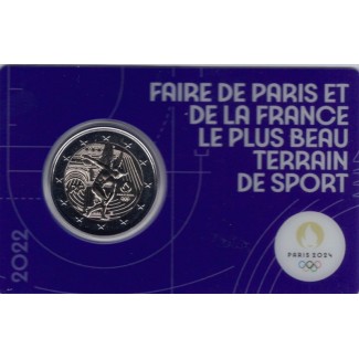 2 Euro France 2022 - Paris 2024 Olympic Games (dark blue BU card)