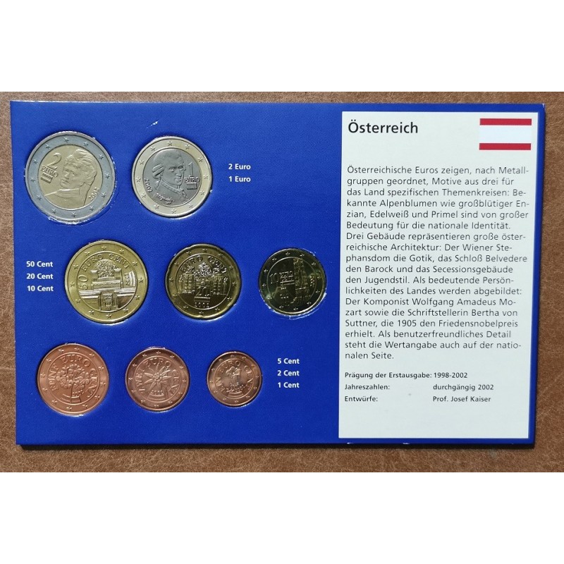 Euromince mince Sada 8 rakúskych mincí 2002 (UNC)