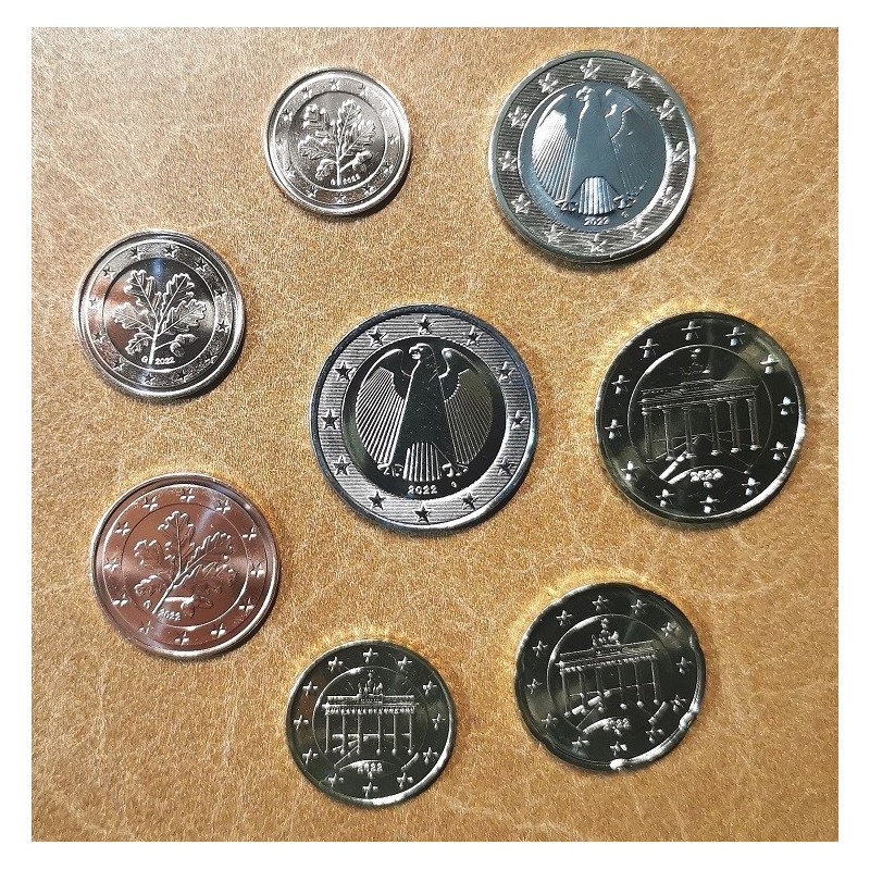 Euromince mince Nemecko 2022 \\"A\\" sada 8 mincí (UNC)