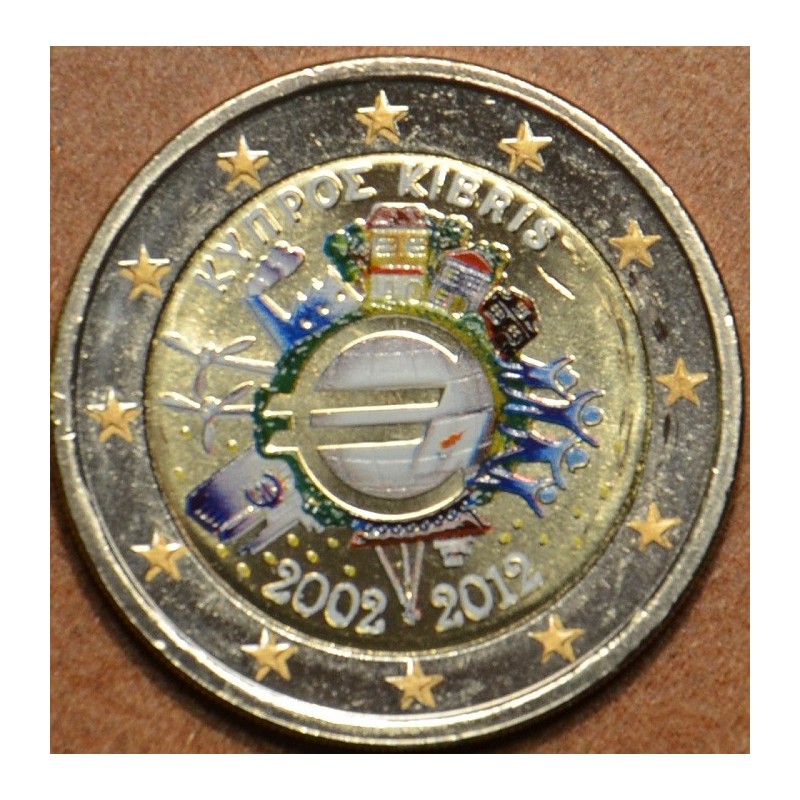 Euromince mince 2 Euro Cyprus 2012 - 10. výročia vzniku Eura (fareb...
