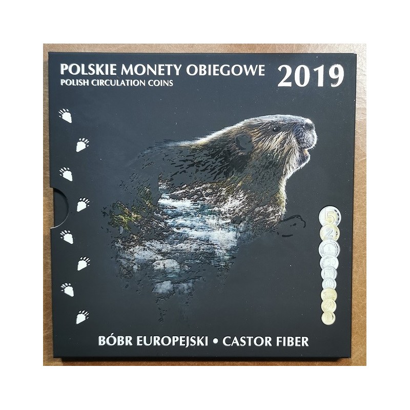 Euromince mince Poľsko 9 mincí 2019 - Bobor (BU)