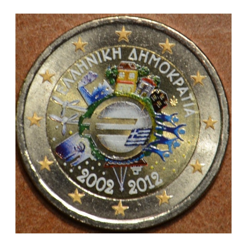 eurocoin eurocoins 2 Euro Greece 2012 - Ten years of Euro (colored ...