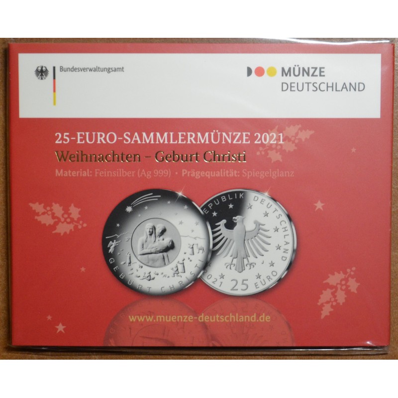 eurocoin eurocoins 25 Euro Germany 2021 - The birth of Christ (Proof)