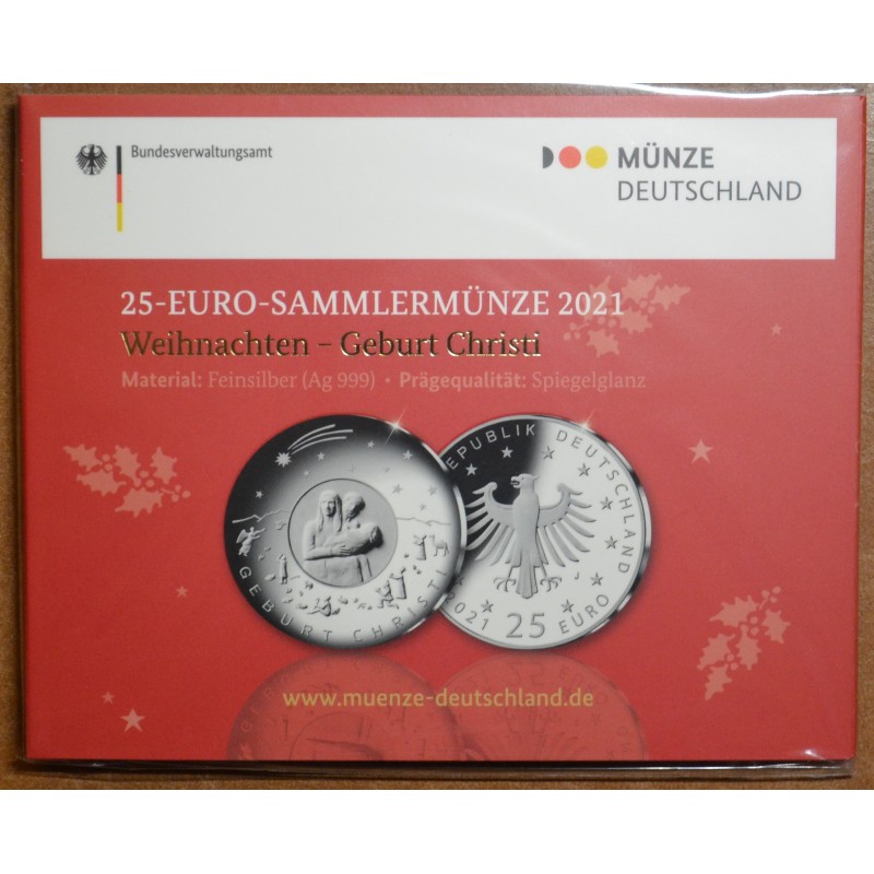 euroerme érme 25 Euro Németország 2021 - Krisztus születése (Proof)