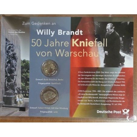 eurocoin eurocoins 2 Euro + 2 DM Germany \\"ADFGJ\\" 2020 - 50 year...