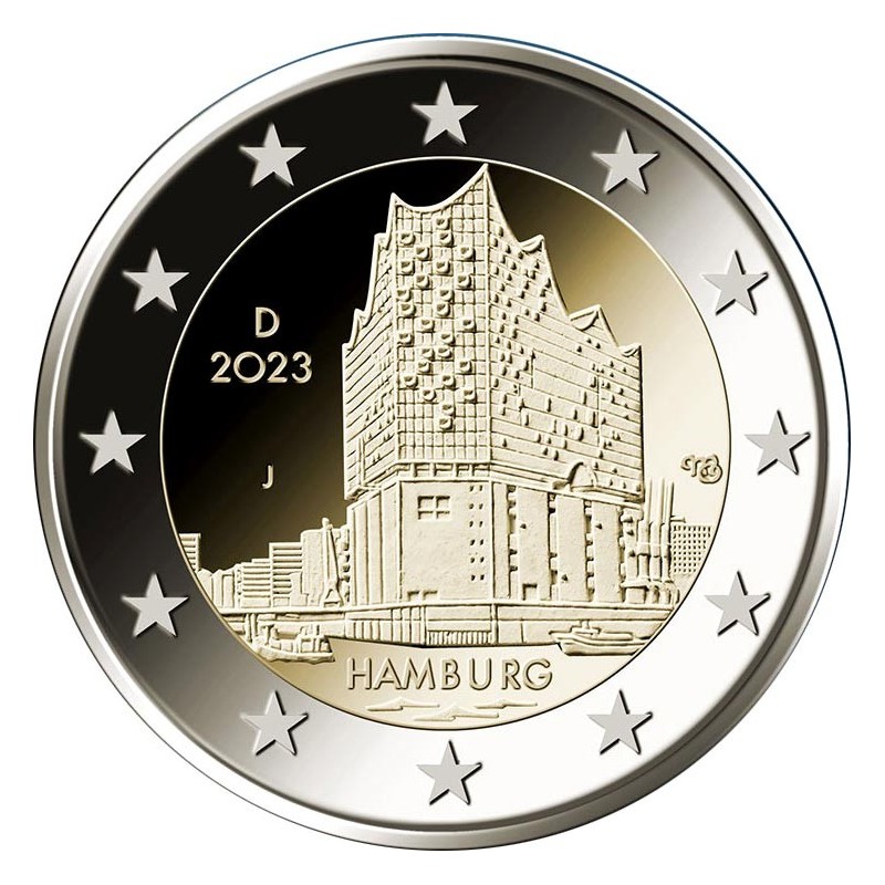 euroerme érme 2 Euro Németország 2023 \\"A\\" - Hamburg (UNC)