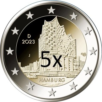 Euromince mince 2 Euro Nemecko 2023 \\"ADFGJ\\" - Hamburg (UNC)