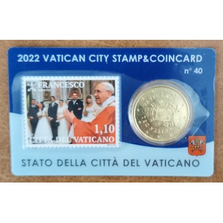 euroerme érme 50 cent Vatikán 2022 hivatalos érme és bélyegkártya N...