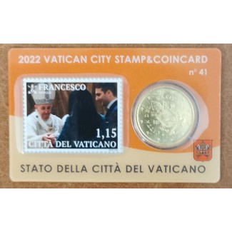 Euromince mince 50 cent Vatikán 2022 oficiálna karta so známkou No....