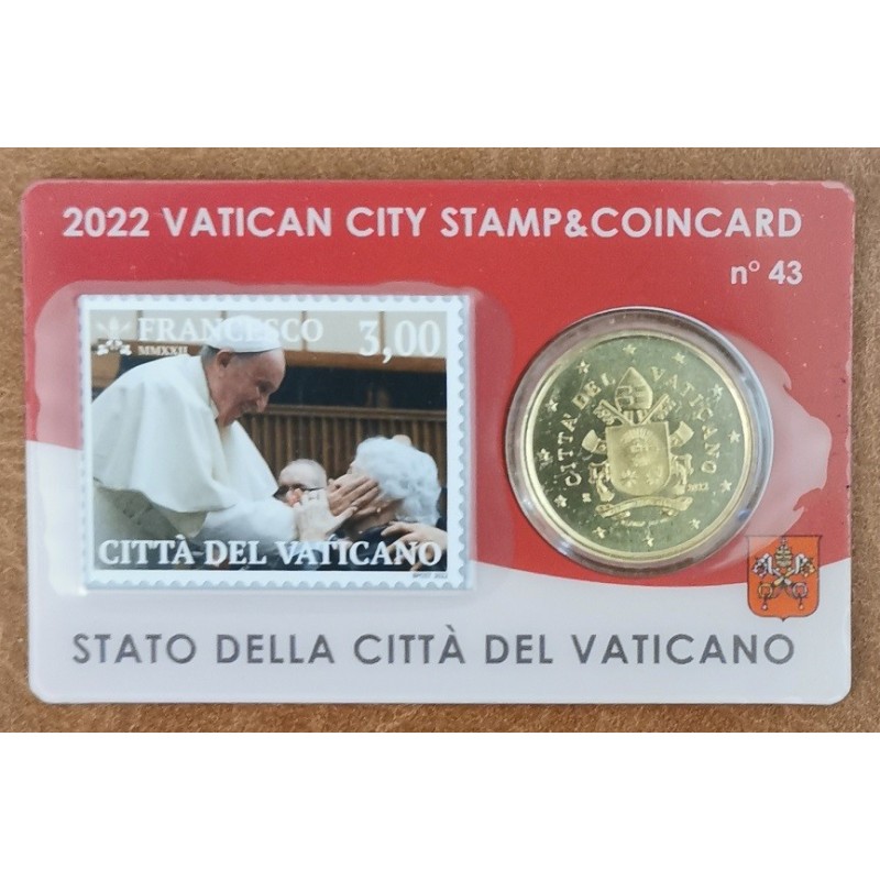 eurocoin eurocoins 50 cent Vatican 2022 official coin card with sta...