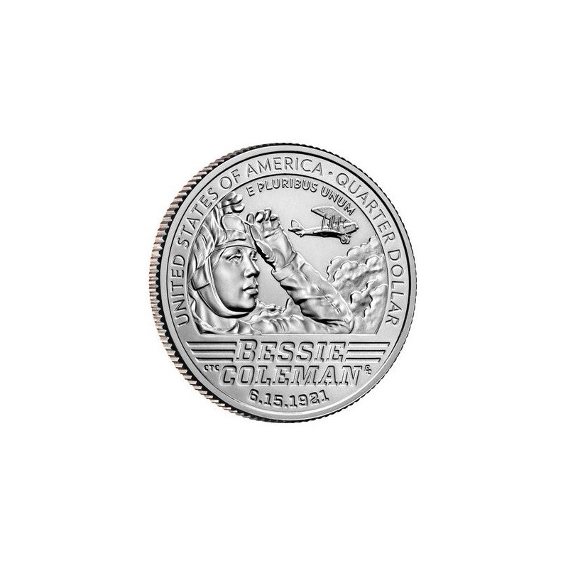 Euromince mince 25 cent USA 2023 Bessie Coleman \\"P\\" (UNC)