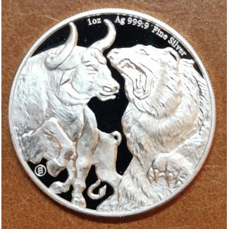 Euromince mince 5000 frankov Čad 2023 - Býk a medveď (1 oz. Ag)
