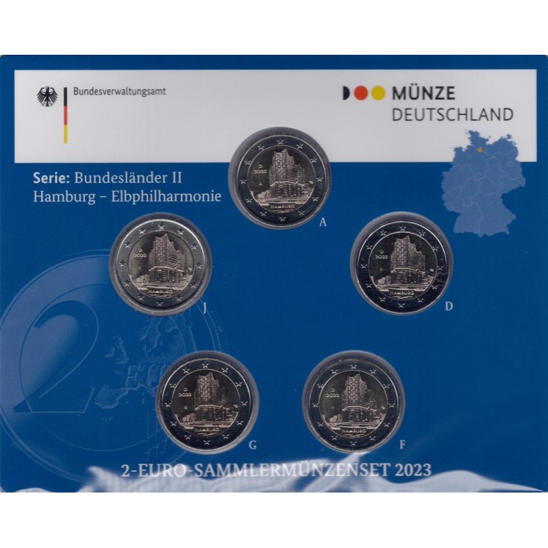 euroerme érme 2 Euro Németország 2023 \\"ADFGJ\\" - Hamburg (BU)