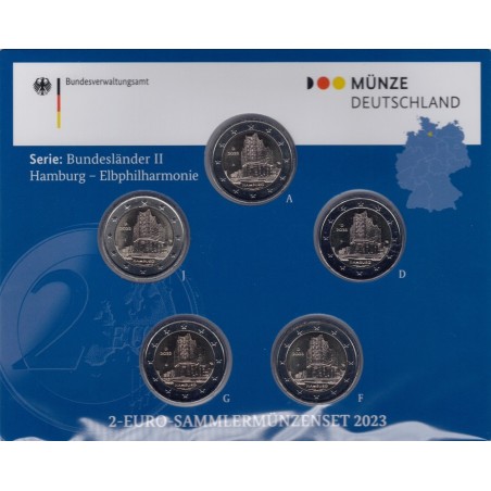 Euromince mince 2 Euro Nemecko 2023 \\"ADFGJ\\" - Hamburg (BU)