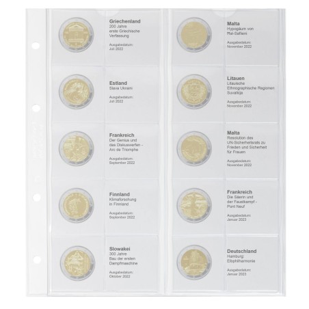 euroerme érme Lindner gyűjtőlap 2 Euros érmékre (2022 július - 2023...