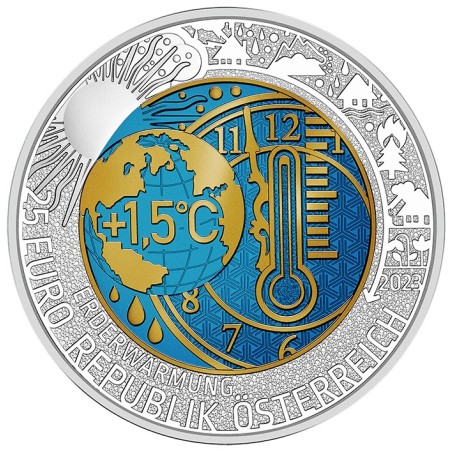 Euromince mince 25 Euro Rakúsko 2023 - Globálne otepľovanie (Ag - N...