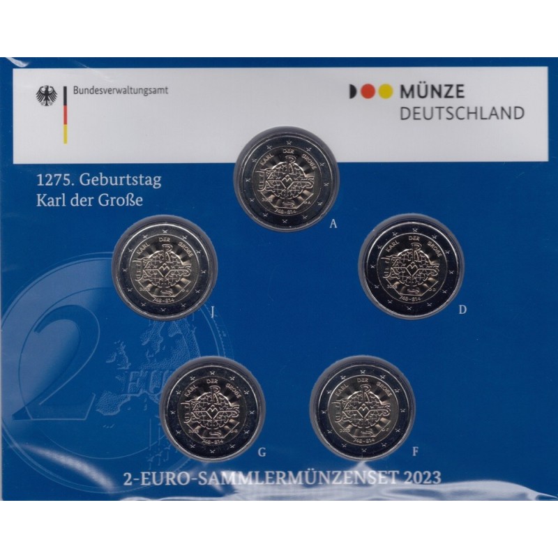 euroerme érme 2 Euro Németország 2023 \\"ADFGJ\\" - Nagy Károly (BU)