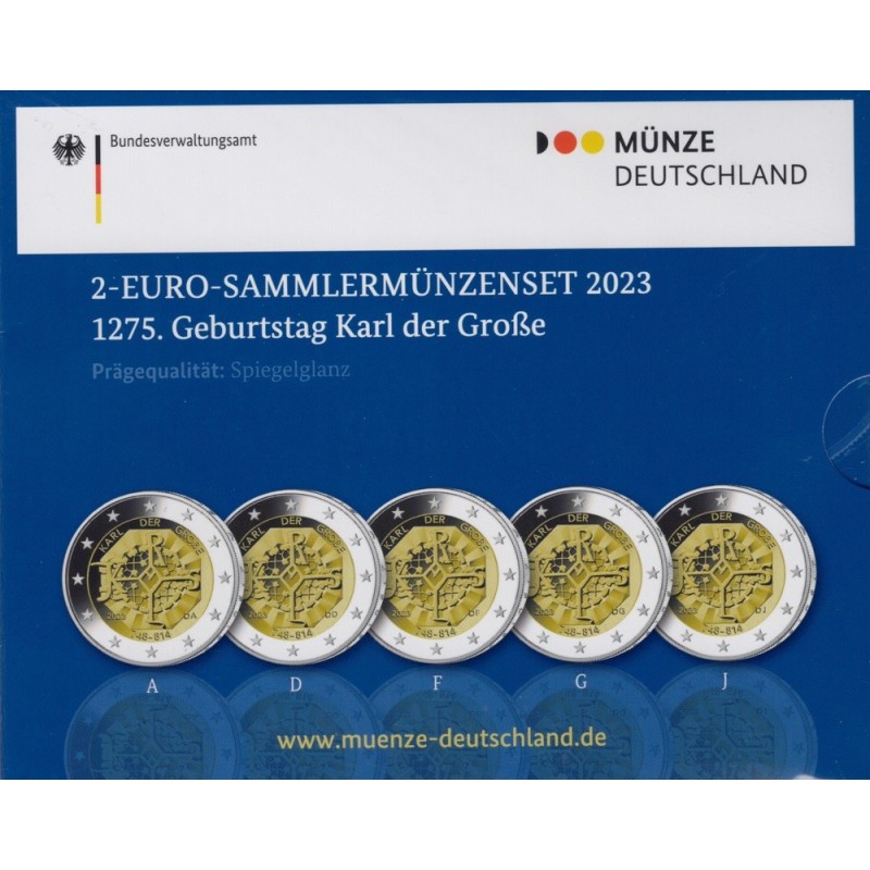 euroerme érme 2 Euro Németország 2023 \\"ADFGJ\\" - Nagy Károly (Pr...
