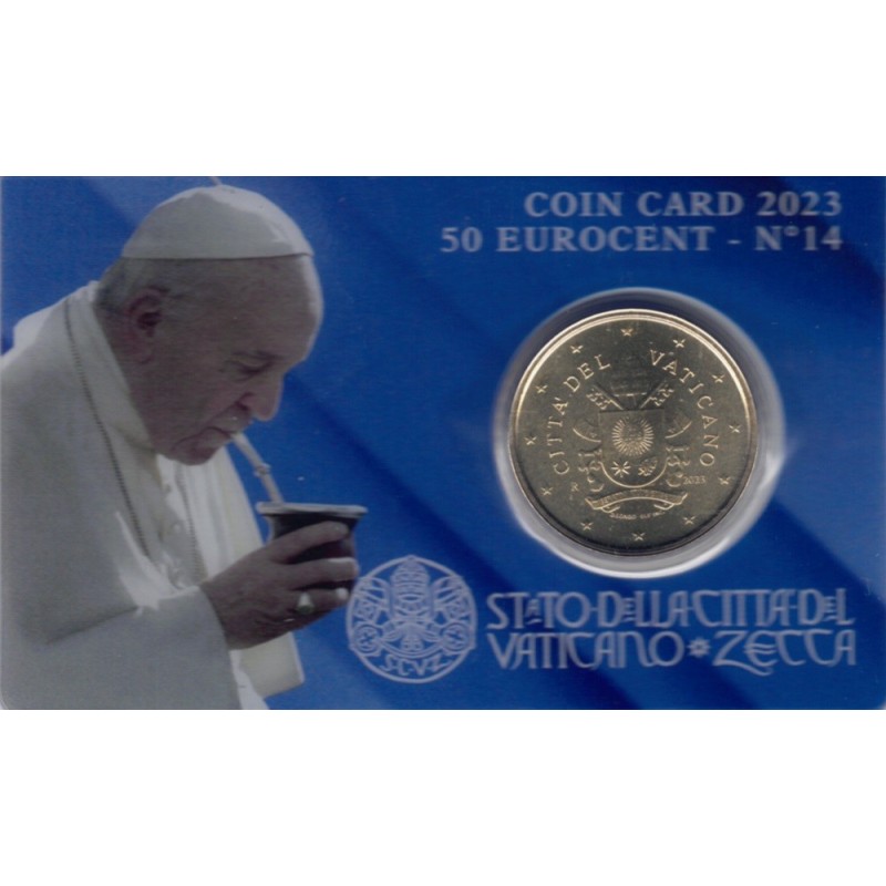 eurocoin eurocoins 50 cent Vatican 2023 official coin card No. 14 (BU)