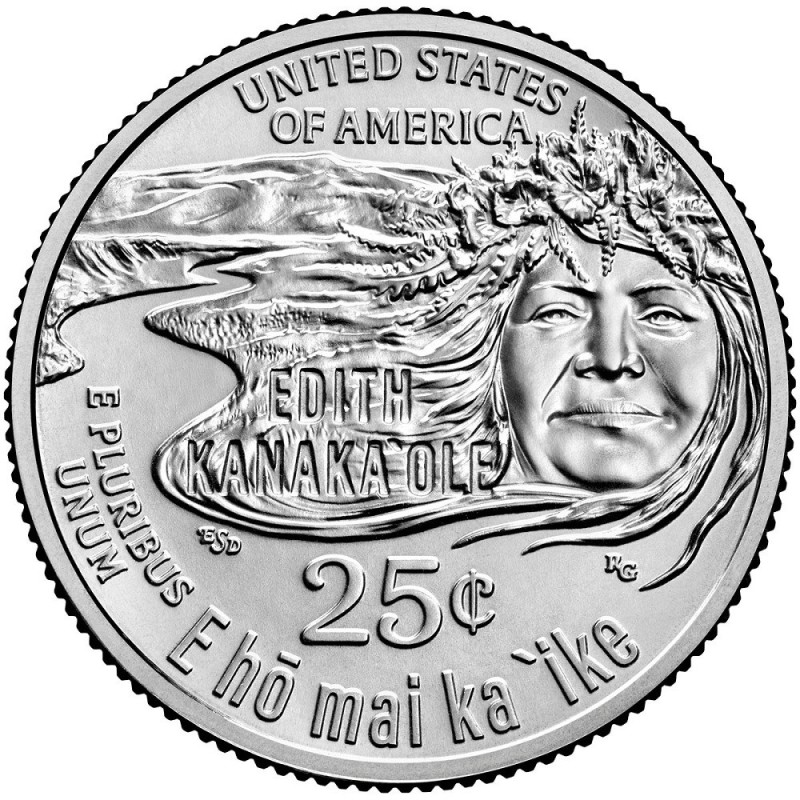Euromince mince 25 cent USA 2023 Edith Kanakaʻole \\"S\\" (UNC)