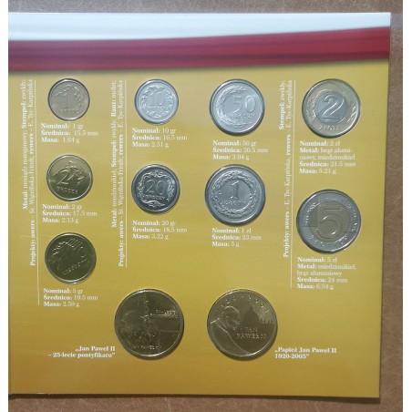 euroerme érme Lengyelország 11 érme 1995-2007 JP II. (UNC)