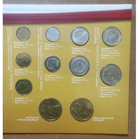 Euromince mince Poľsko 11 mincí 1995-2007 Jan Pavol II. (UNC)