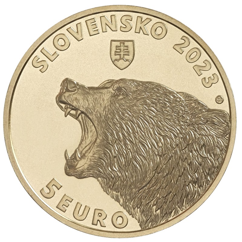 Euromince mince 5 Euro Slovensko 2023 - Medveď hnedý (UNC)