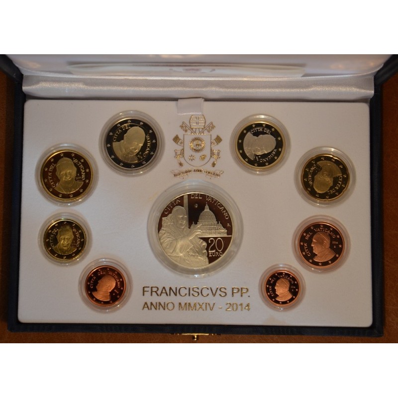Euromince mince Vatikán 2014 sada 8 mincí + 20 Euro Ag minca (Proof)