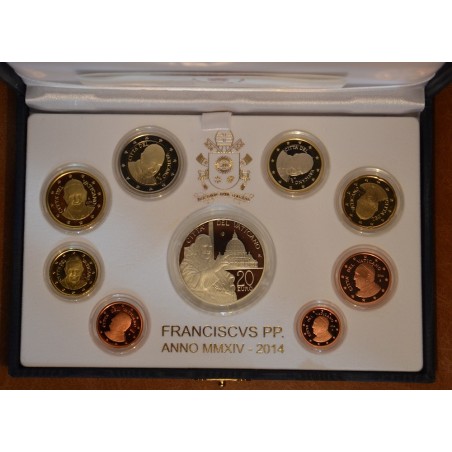 eurocoin eurocoins Vatican 2014 official 8 coins set + 20 Euro Ag c...