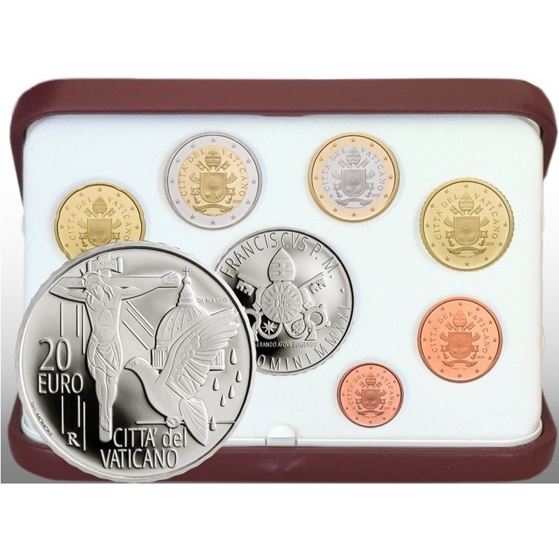 Euromince mince Vatikán 2021 sada 8 mincí + 20 Euro Ag minca (Proof)