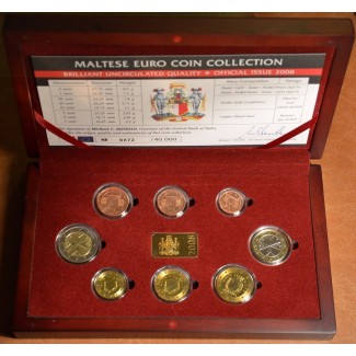 Set of 8 coins Malta 2008 in wooden box (BU)
