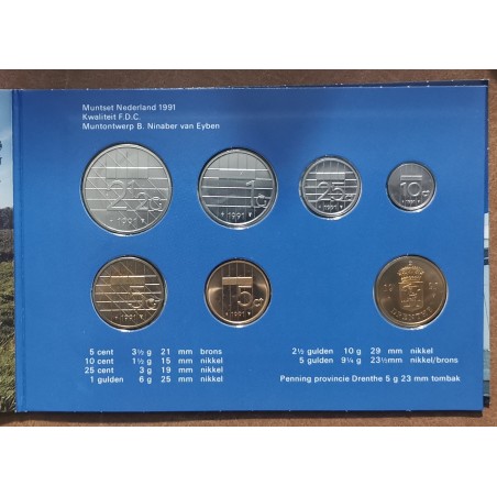Euromince mince Holandsko 6 mincí 1991 (BU)