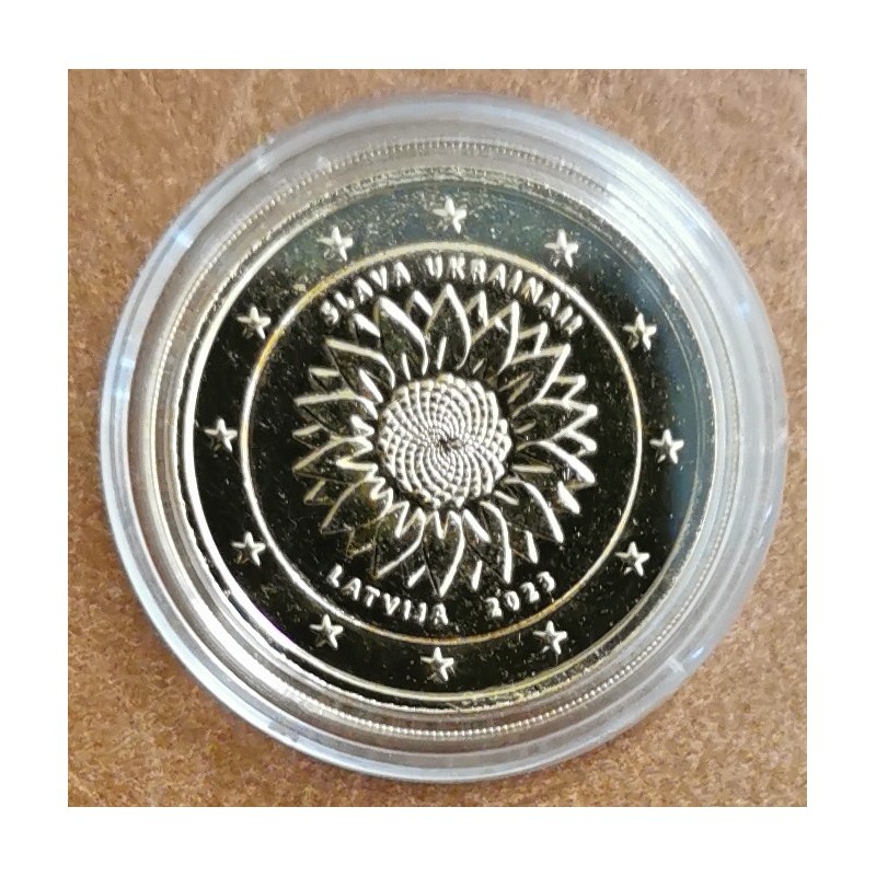 eurocoin eurocoins 2 Euro Latvia 2023 - Slava Ukrainai! (gold plate...