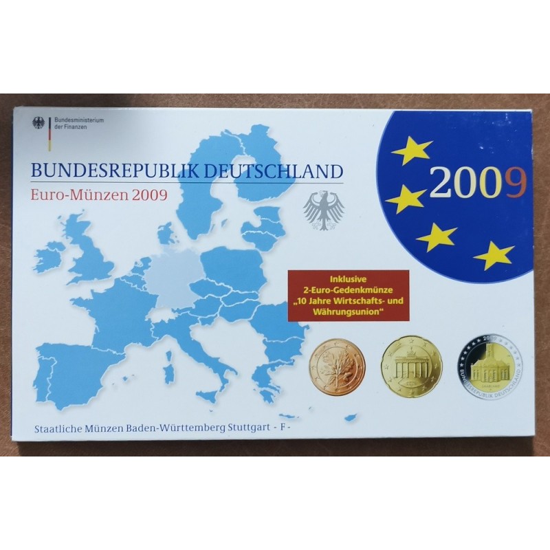 euroerme érme Németország 2009 \\"F\\" - 9 részes forgalmi sor (Proof)