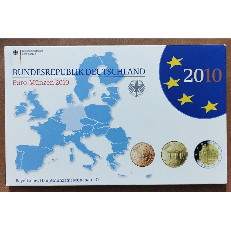 euroerme érme Németország 2010 \\"D\\" 9 részes sor (Proof)