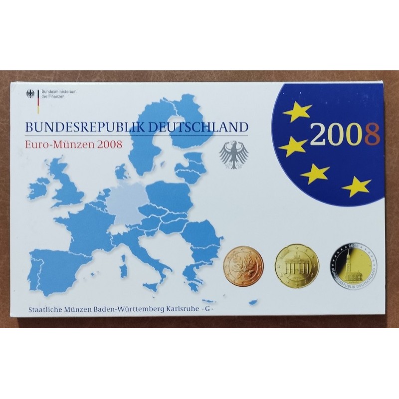 eurocoin eurocoins Germany 2008 \\"G\\" set of 9 eurocoins (Proof)
