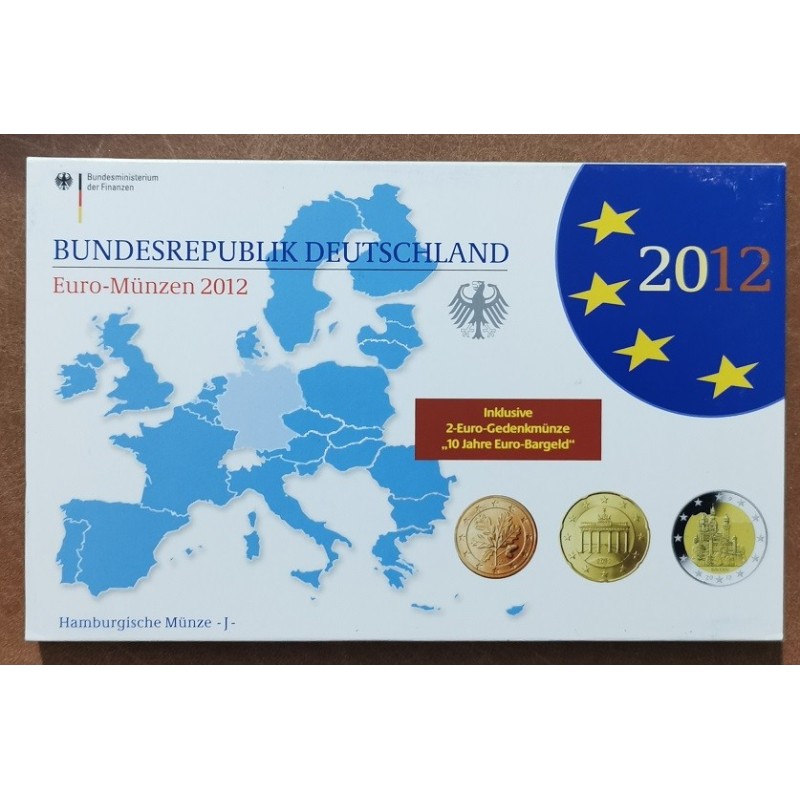 eurocoin eurocoins Germany 2012 set of 9 coins \\"J\\" (Proof)
